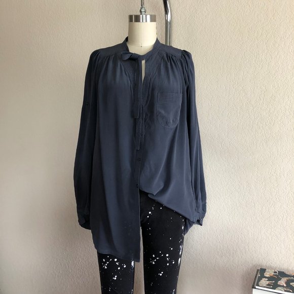 French Connection Tops - French Conn Shyanne Silk Top Button Down Tie